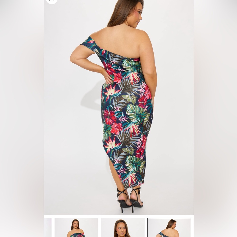 Fashion Nova Asymmetrical Floral Dress - Multicolor